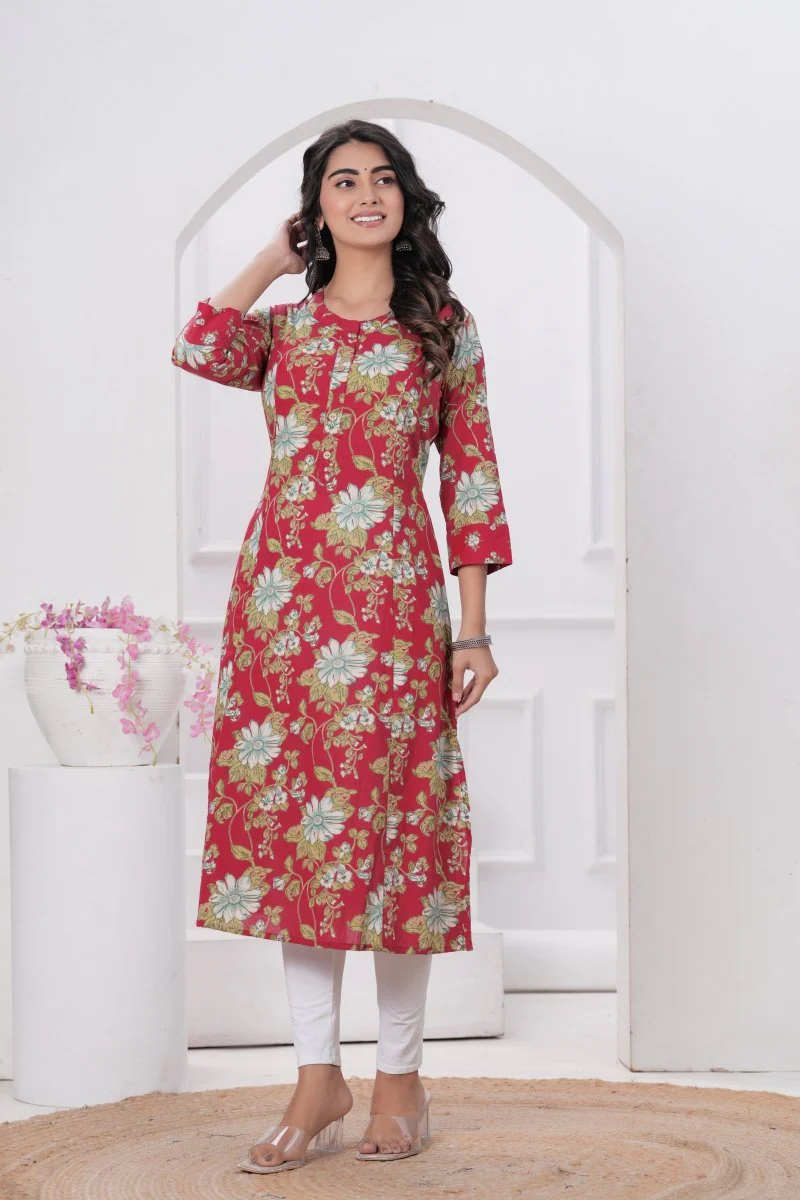 Pure Sanganeri Cotton Print Kurti - Image 4