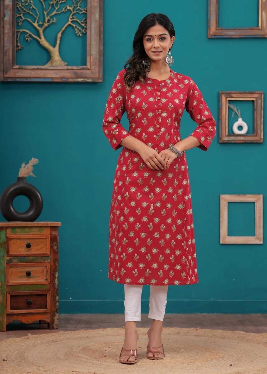 Pure Sanganeri Cotton Print Kurti - Image 3